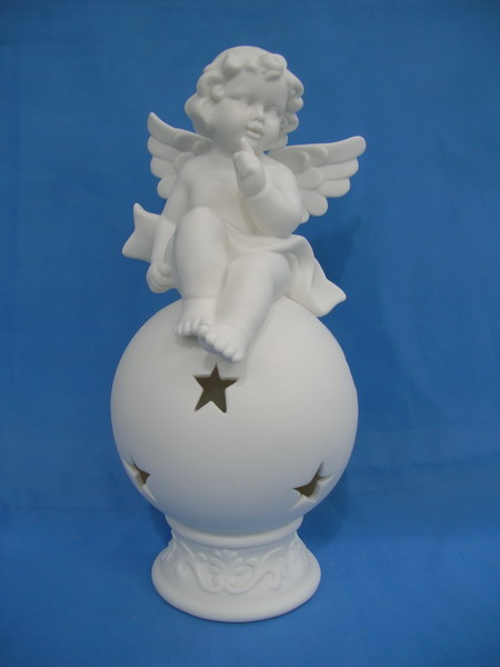 Ceramic angel on ball tealight holder