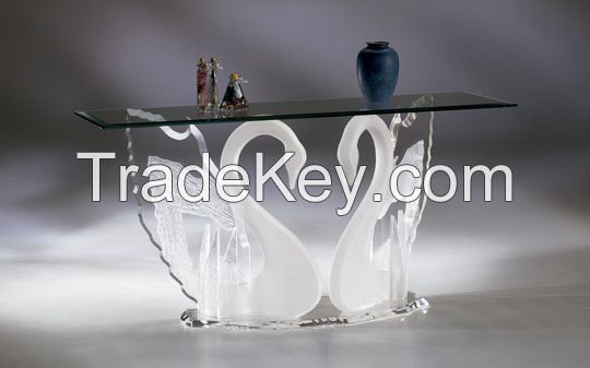 Acrylic diinnig table  Elegant Design Tempered glasstable top + Acrylic base 