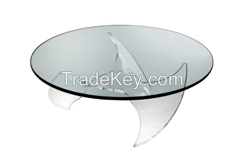 Acrylic diinnig table  Elegant Design Tempered glasstable top + Acrylic base 