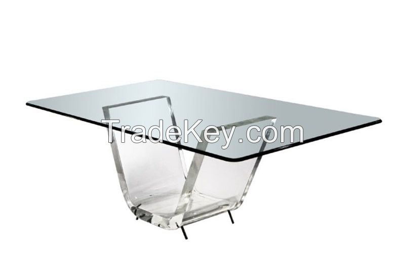 Acrylic diinnig table  Elegant Design Tempered glasstable top + Acrylic base 