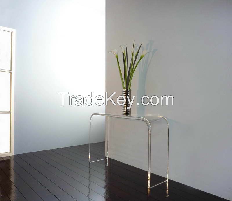 Acrylic Console table  Elegant Design Tempered glass table top + Acrylic base