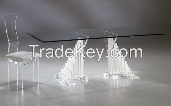 Acrylic diinnig table  Elegant Design Tempered glasstable top + Acrylic base