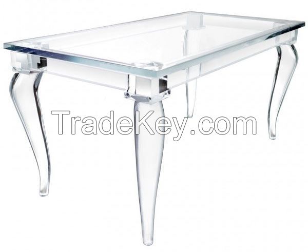 Acrylic diinnig table  Elegant Design Tempered glasstable top + Acrylic base 