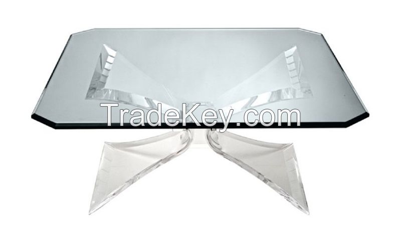 Acrylic diinnig table  Elegant Design Tempered glasstable top + Acrylic base 