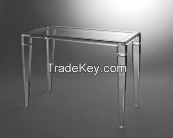 Acrylic Console table  Elegant Design Tempered glass table top + Acrylic base 