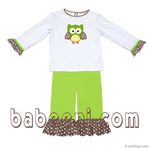 2012 Newest design Cute Owl applique baby set
