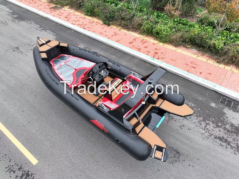 Qingdao boat RIB 700 large inflatable boat Fiberglass Rigid Hull Inflatable boat Rib Pontoon Yacht Boat