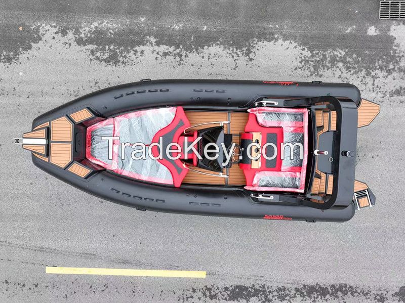 Qingdao boat RIB 700 large inflatable boat Fiberglass Rigid Hull Inflatable boat Rib Pontoon Yacht Boat
