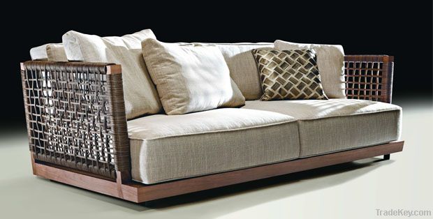 Fabric rattan sofa for living room