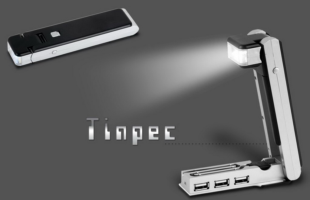 Tinpec Foldaway Table Lamp USB HUB