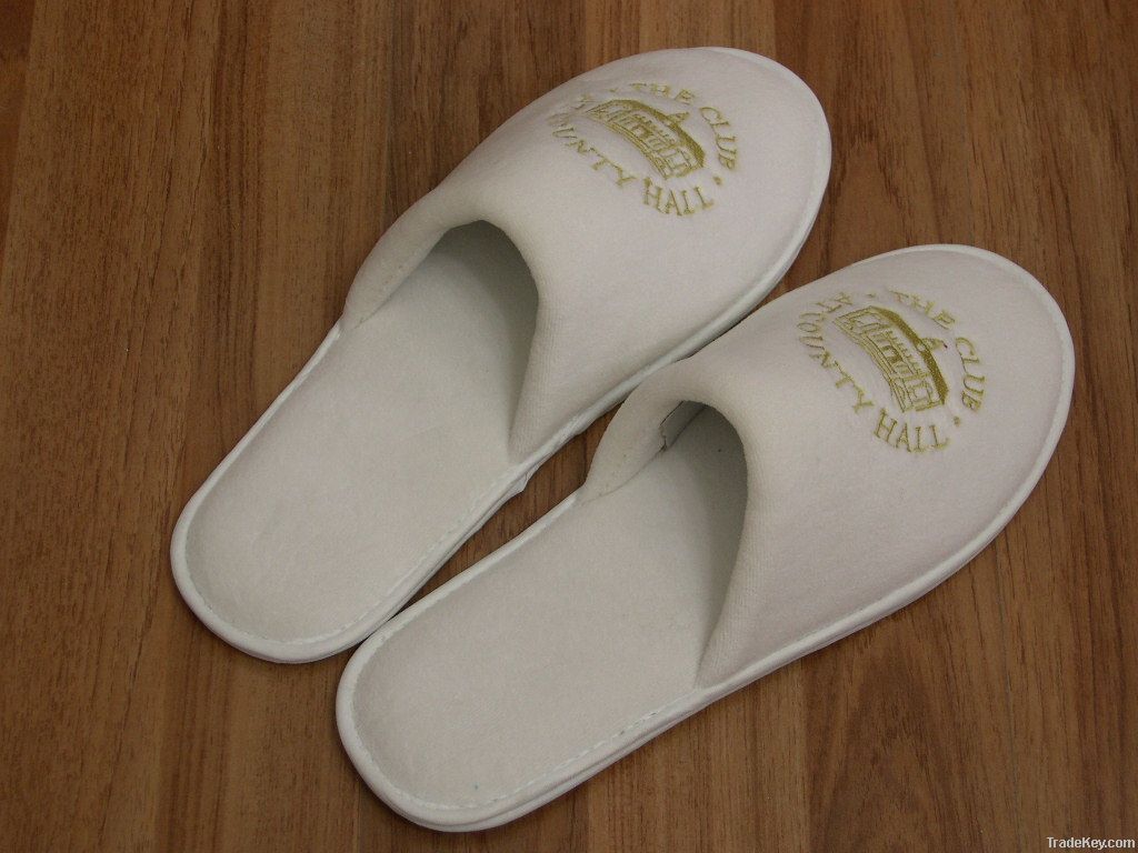 2012 classic white terry embroidery close toe Hotel slipper