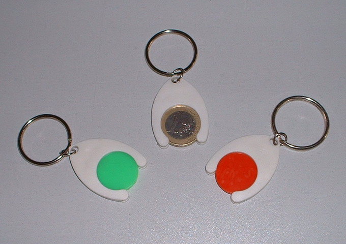 plastic trolley coin keychain