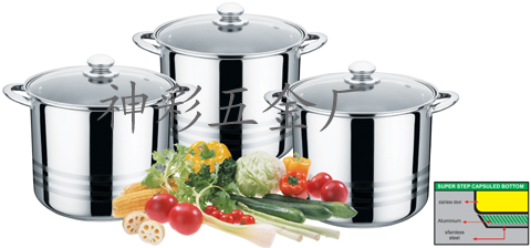 6pcs Stainless Steel Capsule Bottom Stock Pot Sets