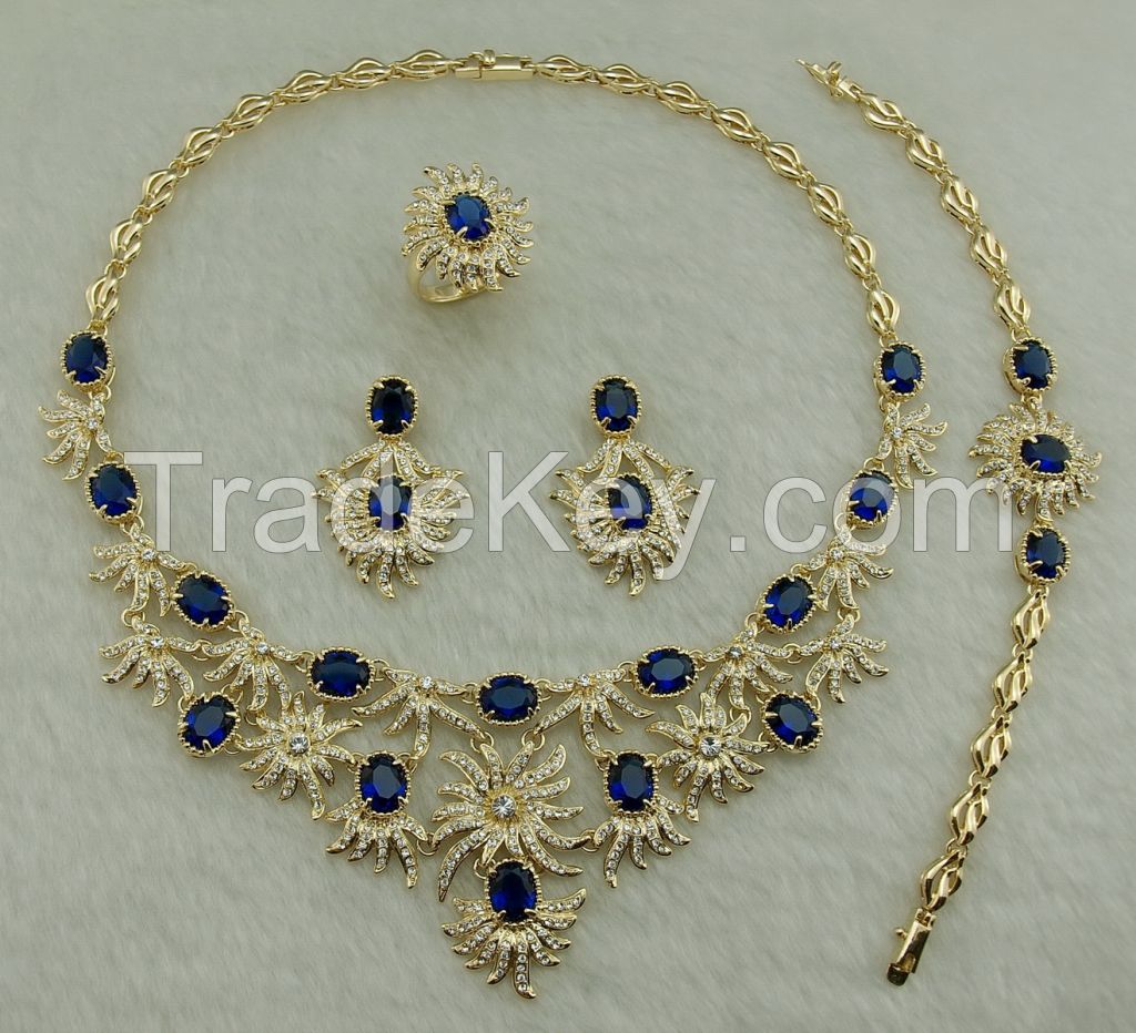 Jewelry set with statement necklace, bangle, swarovski crystal
