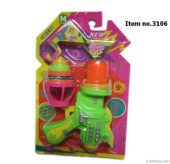 Wind Up Spinning Top Toy Gun, Top Game With Light, Speedy Bouncing Top