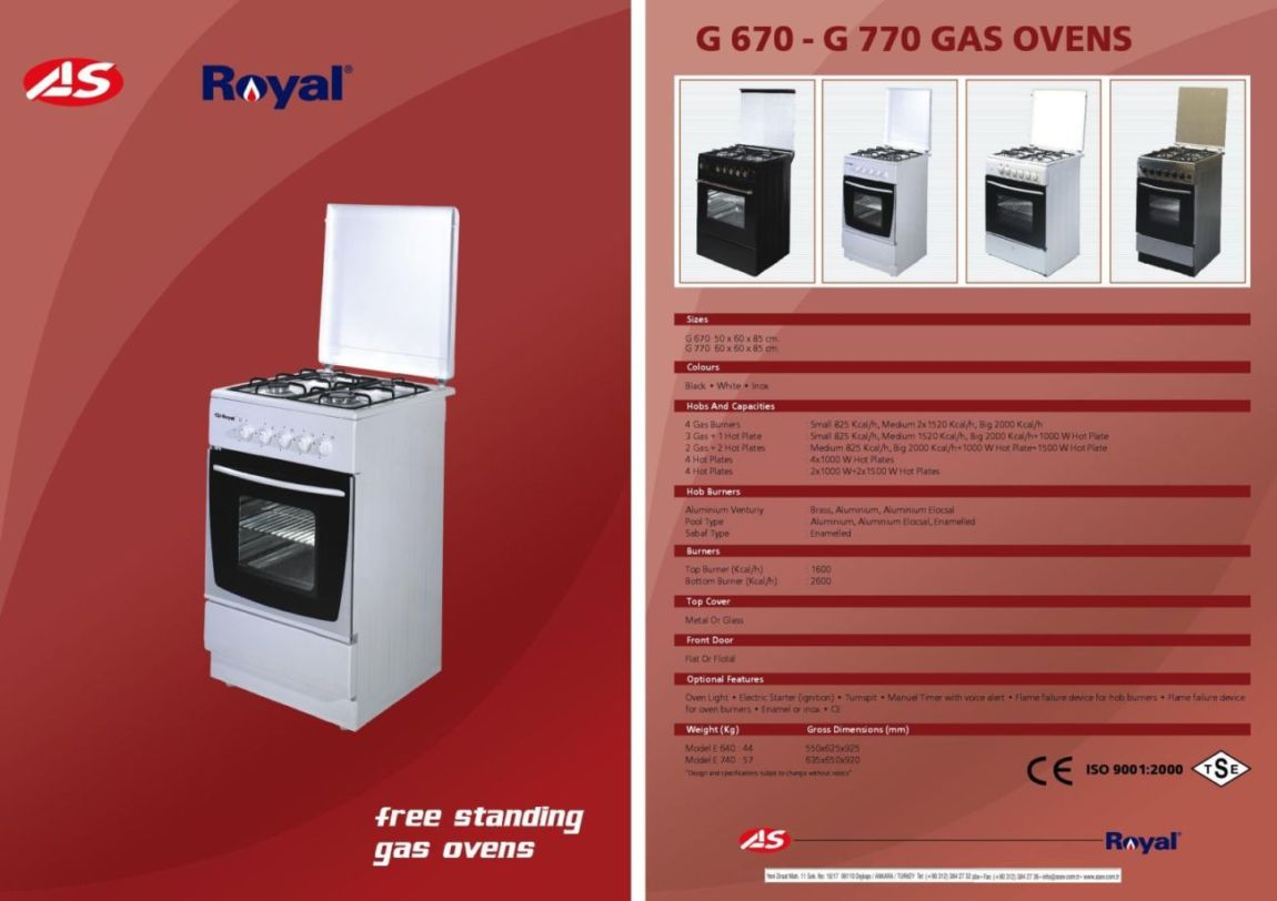 AsRoyal Free Standing Gas Oven