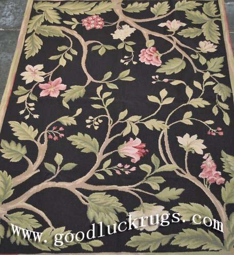 HANDWOVEN FRENCH FLORAL AUBUSSON NEEDLEPOINT RUG