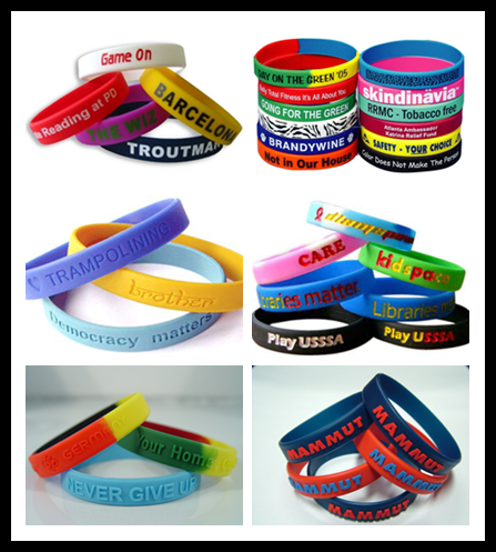 Stock and Custom Wristbands - Debossed, Screen Printed and Embossed