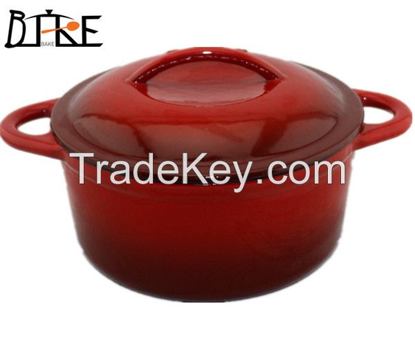 BAKE Cast Iron Round Casserole Dish in Cobalt Blue RED orange 22cm - 3Ltr