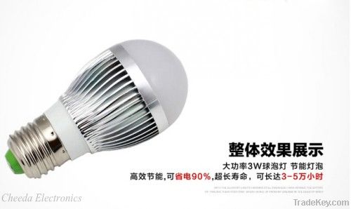 3W High Quality White LED Ball Steep Light, 3W led bulb Base Type: E27