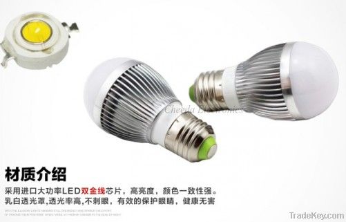 3W High Quality White LED Ball Steep Light, 3W led bulb Base Type: E27