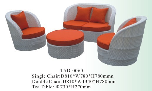 PE rattan chairs & tea table-TAD-0060