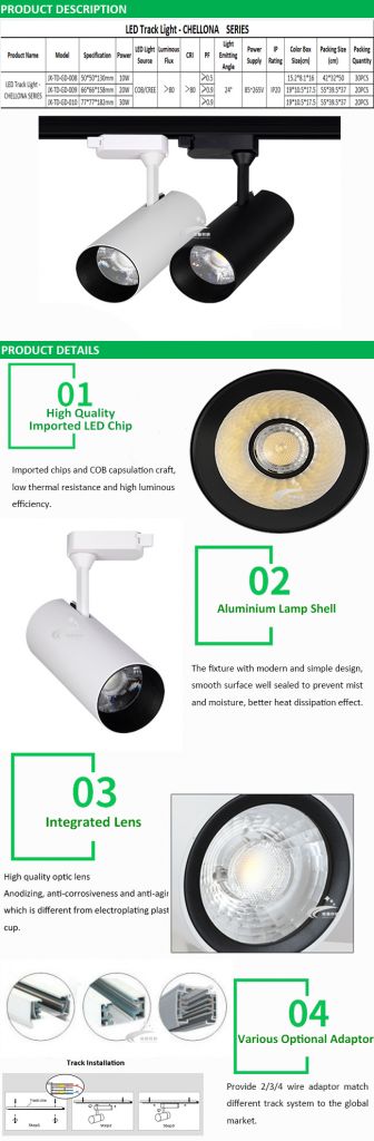 China Manufacture 10W 20W 30W Adjustable Rotatable LED Track Spot Light