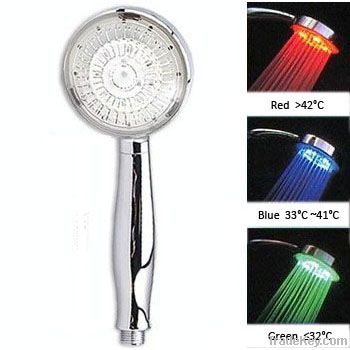 LED Shower head with heat sensor and color indicator