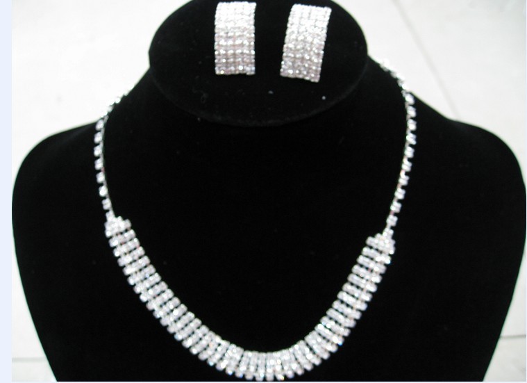Wedding Bridal Crystal Necklace Earrings Set jewelry 34