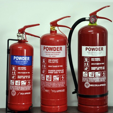 portable dry chemical power fire extinguishers