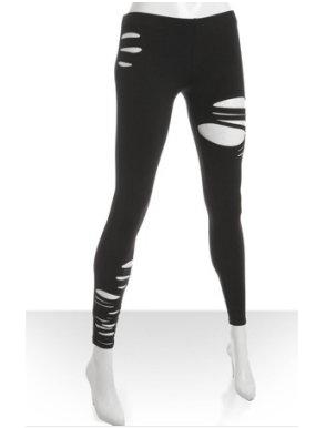 black stretch jersey ripped legging