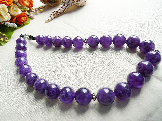 natural gemstone amethyst big beads necklace