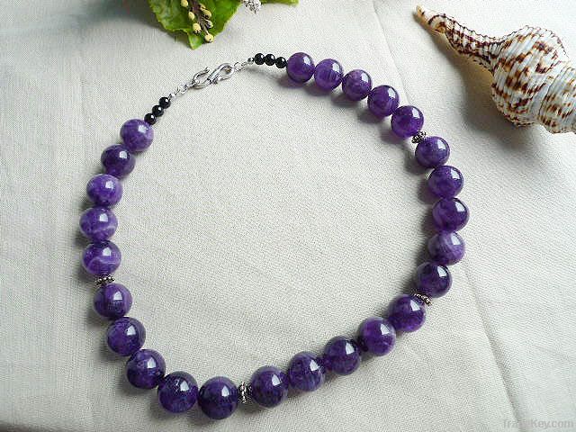 natural gemstone amethyst big beads necklace