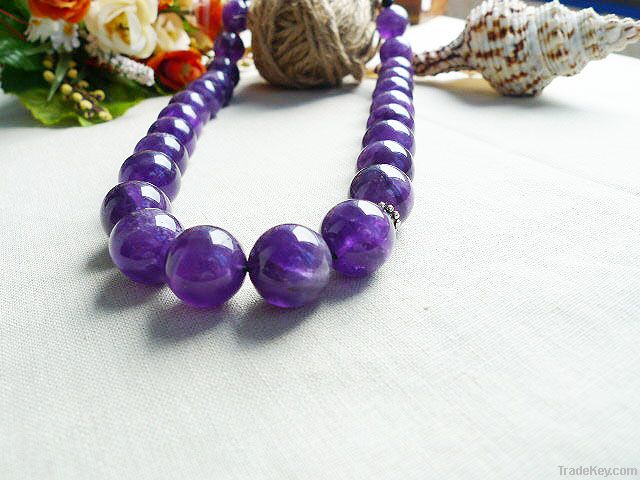 natural gemstone amethyst big beads necklace