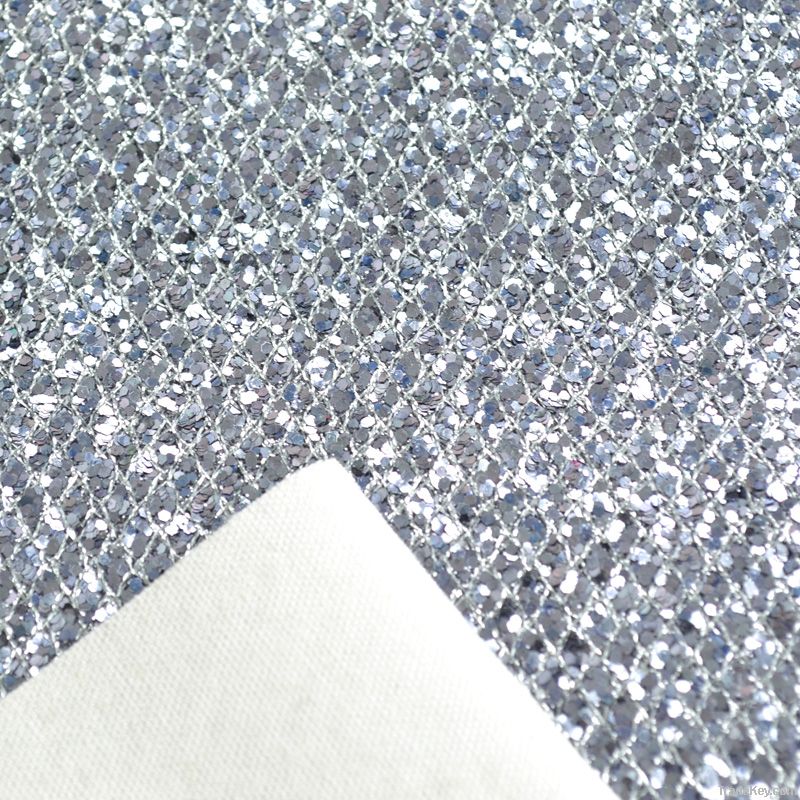 New fashion diamond silver glitter fabric leather