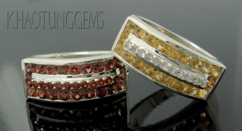 Nice and Chic Ring, Garnet or Citrine with White Topaz Ring