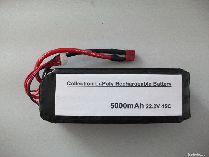 45C LiPo Battery Pack for RC models, with Deans Connector, 22.2V Volta