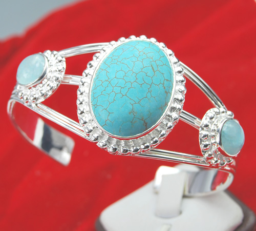 natural turquoise&925 sterling silver bracelet, hot sale