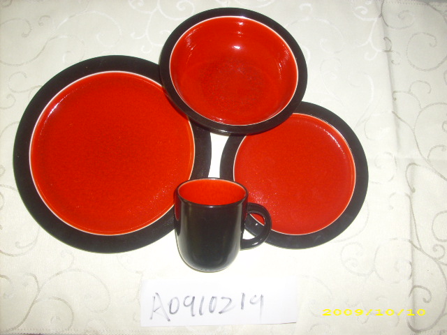 red reactive stoneware