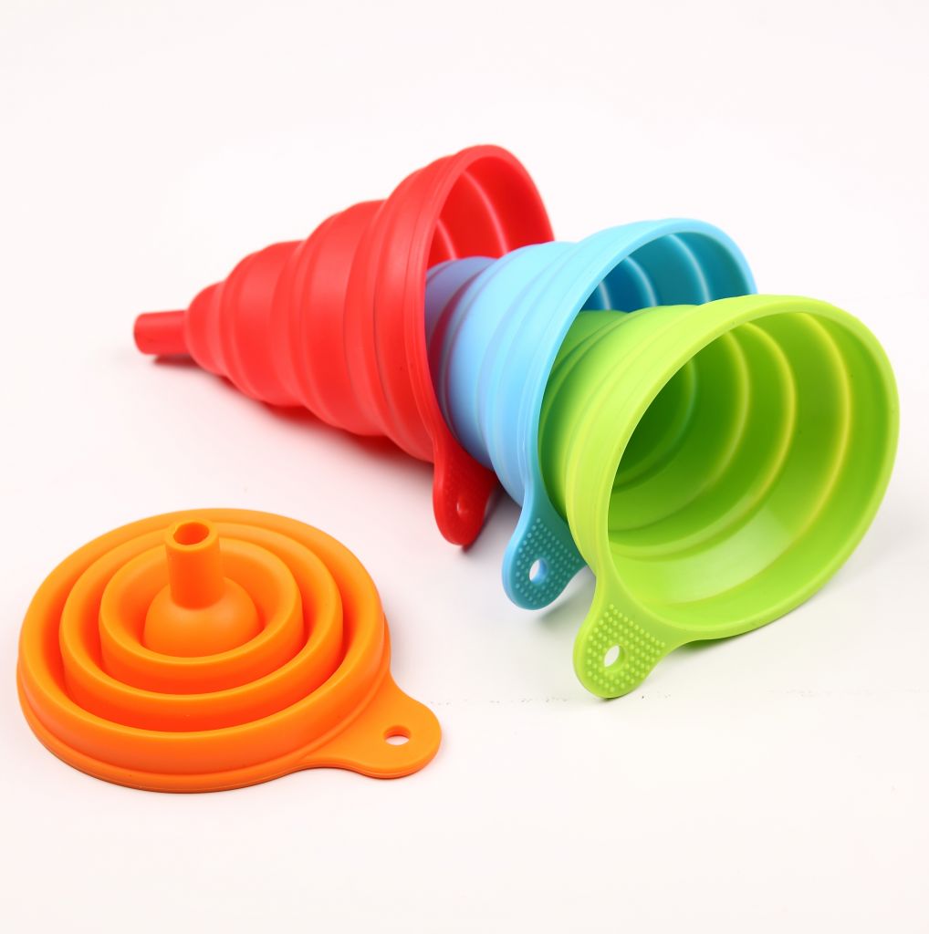 silicone mini folding funnel green collapsible funnel
