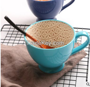 New bone china coffee cap and saucer, glazes mug, oem