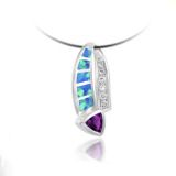 925 Sterling Silver Pendent with Opal and Amethyst (LOP1011)