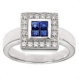 18K White Gold Ring With Diamond And Gemstone (1266)