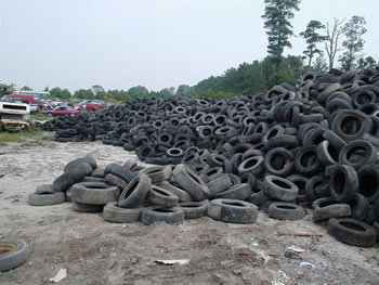 Used tires to be mulched