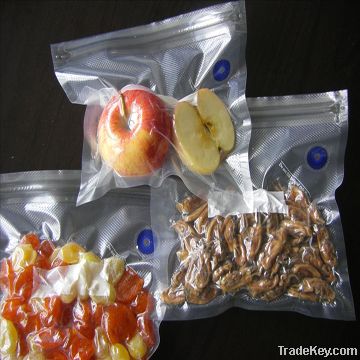 zipper vacuum food bag with air valve