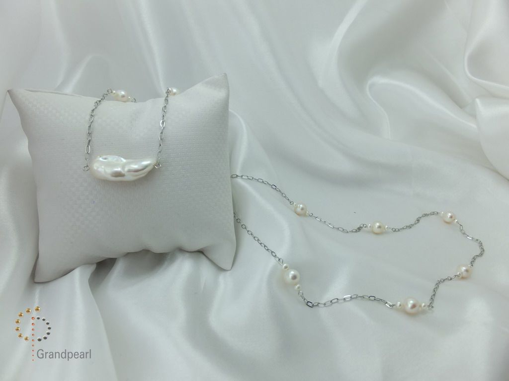 PNA-042 Pearl Necklace with Sterling Silver Chain