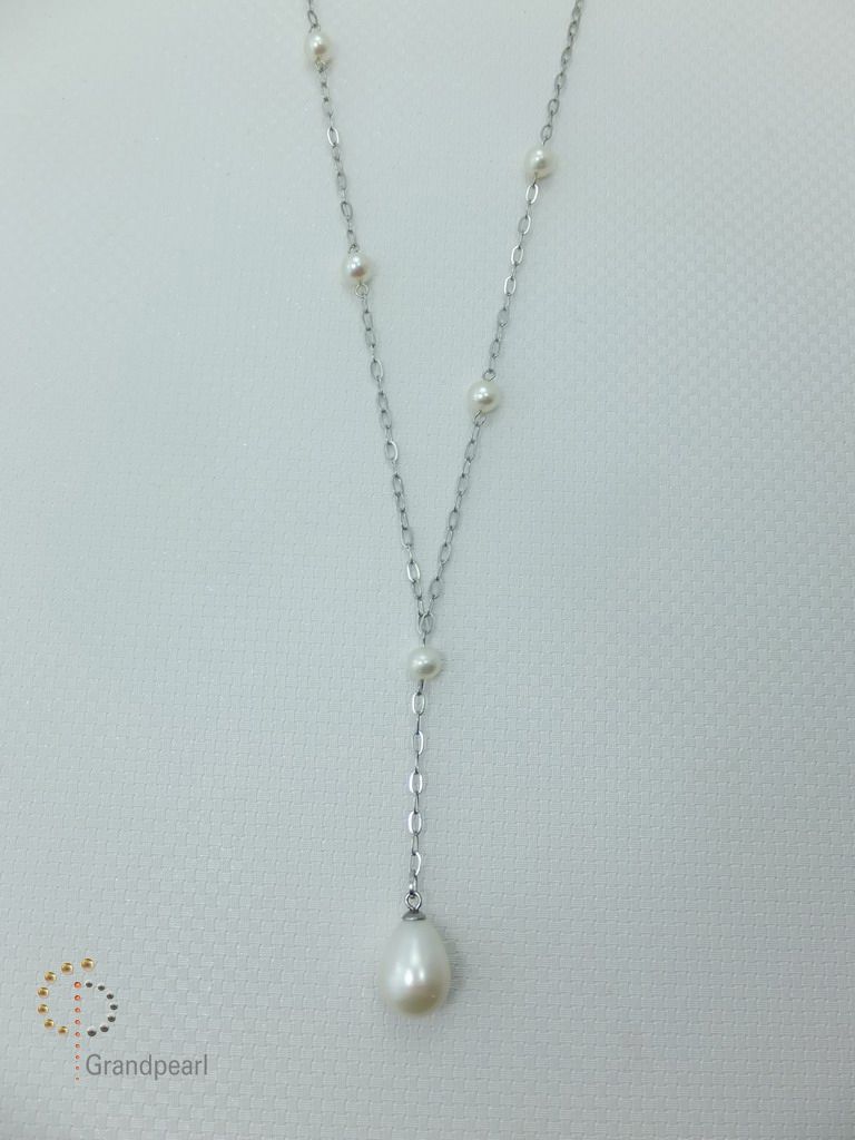 PNA-051 Pearl Necklace with Sterling Silver Chain