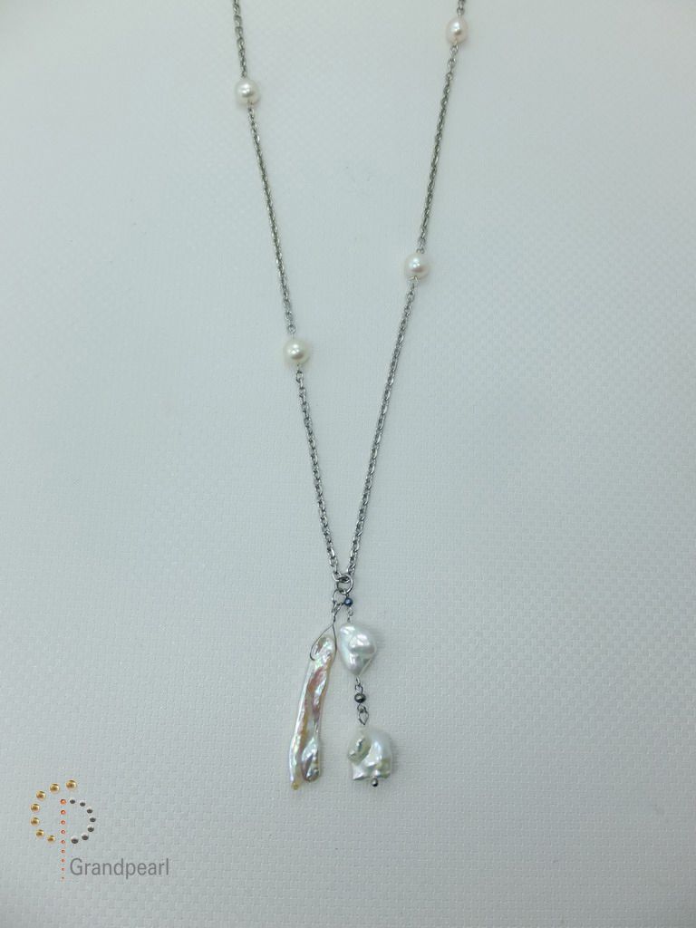 PNA-069 Pearl Necklace with Sterling Silver Chain