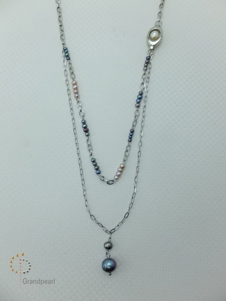PNA-039 Pearl Necklace with Sterling Silver Chain