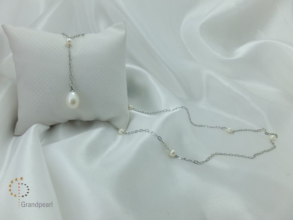 PNA-051 Pearl Necklace with Sterling Silver Chain